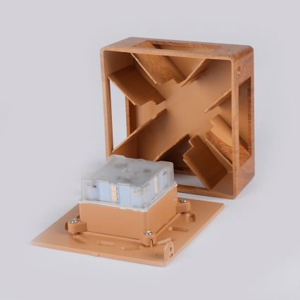 Brilagi - Aplique de parede exterior QUADRAY LED/6W/230V acabamento em madeira IP54