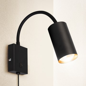 Brilagi - Aplique de parede flexível com interruptor SELE 1xGU10/30W/230V preto/dourado