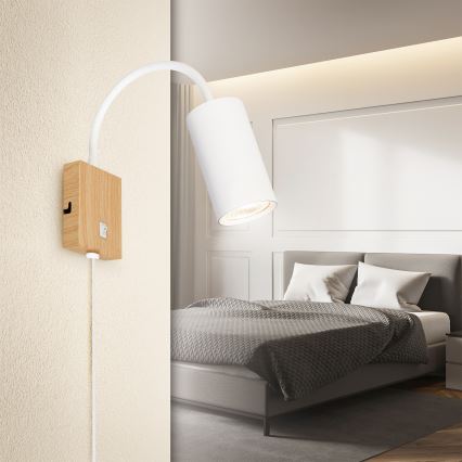 Brilagi - Aplique de parede flexível SELE 1xGU10/30W/230V branco/acabamento carvalho