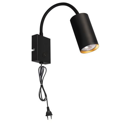 Brilagi - Aplique de parede flexível com interruptor SELE 1xGU10/30W/230V preto/dourado