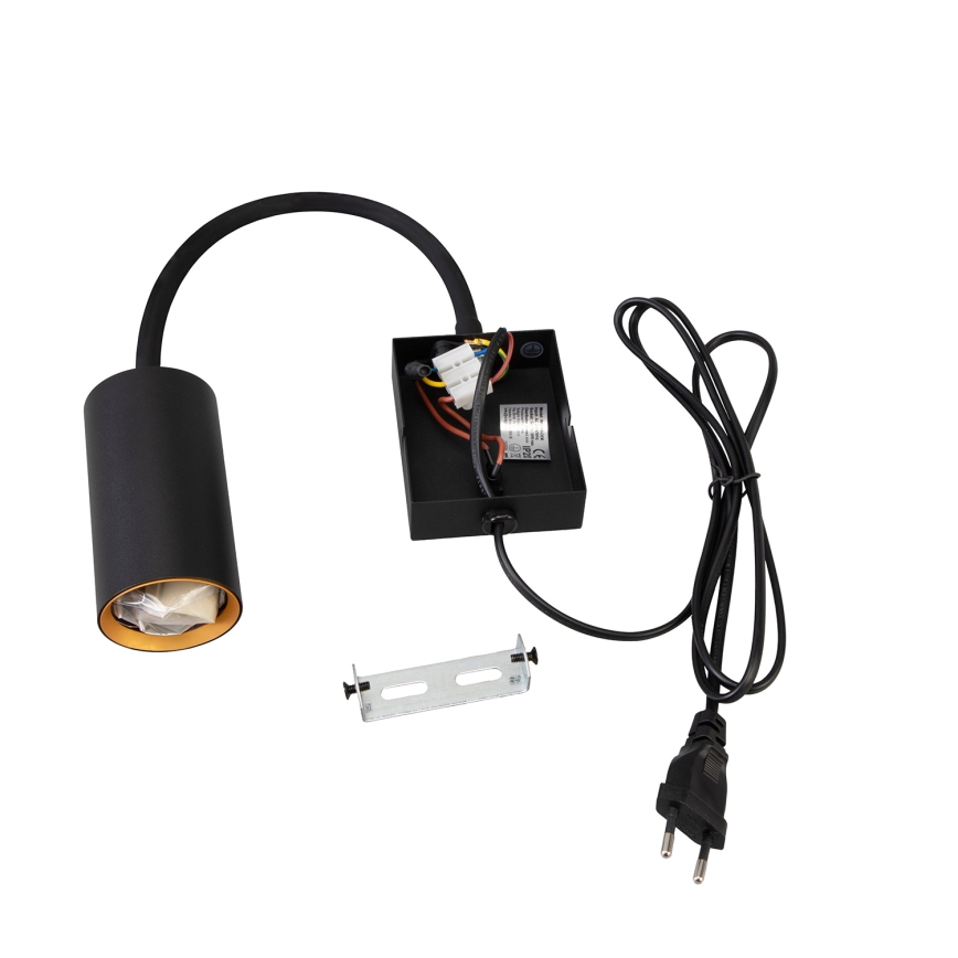 Brilagi - Aplique de parede flexível com interruptor SELE 1xGU10/30W/230V preto/dourado