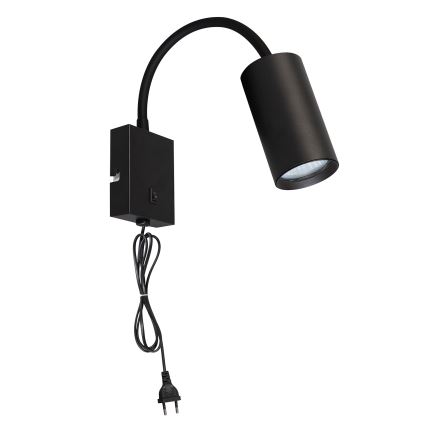 Brilagi - Lâmpada de parede flexível com interruptor SELE 1xGU10/30W/230V preta