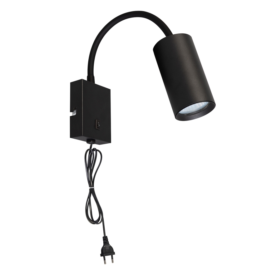 Brilagi - Lâmpada de parede flexível com interruptor SELE 1xGU10/30W/230V preta