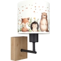 Brilagi - Aplique de parede infantil BOBO WOOD 1xE27/25W/230V carvalho/preto/branco/animais
