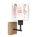 Brilagi - Aplique de parede infantil BOBO WOOD 1xE27/25W/230V carvalho/preto/branco/rosa/bailarinas