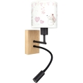 Brilagi - Aplique de parede infantil flexível LED BOBO WOOD 1xE27/25W/230V + LED/3W carvalho/preto/creme/coelhinhos