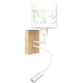Brilagi - Aplique de parede infantil LED flexível BOBO WOOD 1xE27/25W/230V + LED/3W carvalho/branco/unicórnios