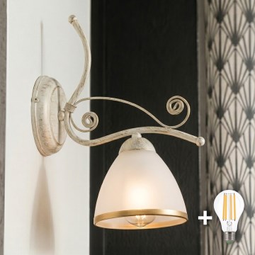 Brilagi - Aplique de parede LED ANTICO 1xE27/60W/230V acabamento branco com pátina