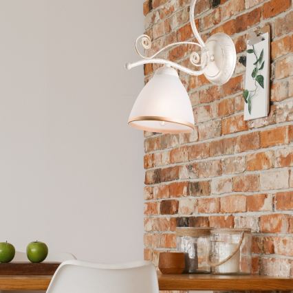 Brilagi - Aplique de parede LED ANTICO 1xE27/60W/230V acabamento branco com pátina