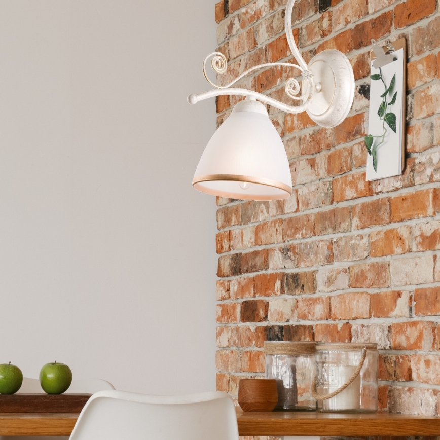 Brilagi - Aplique de parede LED ANTICO 1xE27/60W/230V acabamento branco com pátina