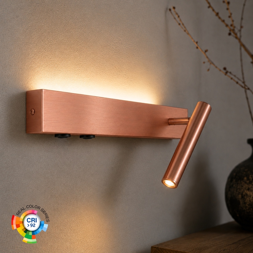 BRILAGI - Aplique de parede direcionável LED ARLIX LED/3W/230V + LED/7W, acabamento bronze, IRC 90