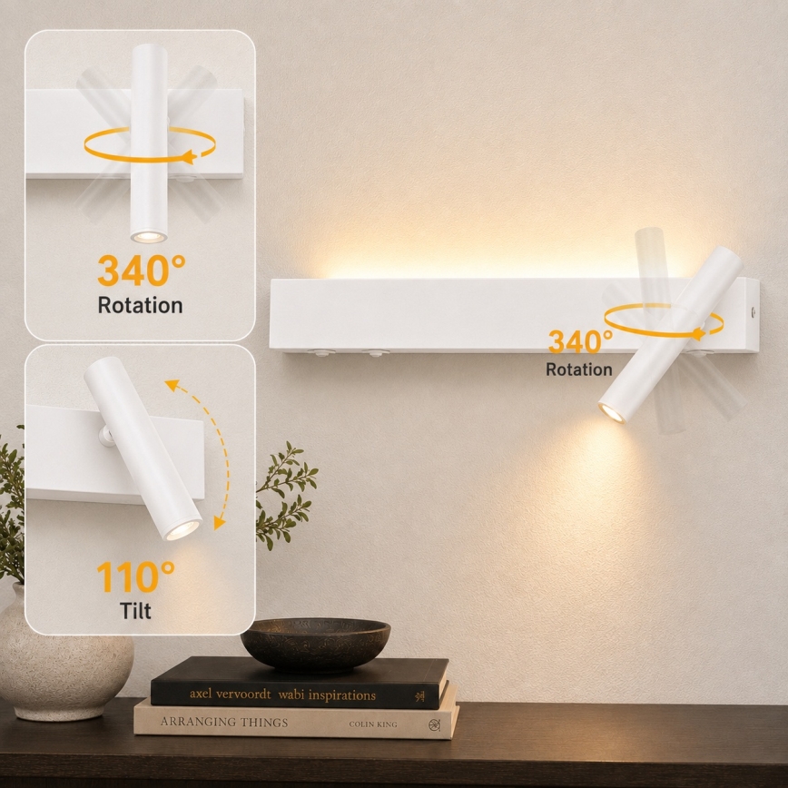 BRILAGI - Aplique de parede LED ARLIX LED/3W/230V + LED/7W branco CRI 90
