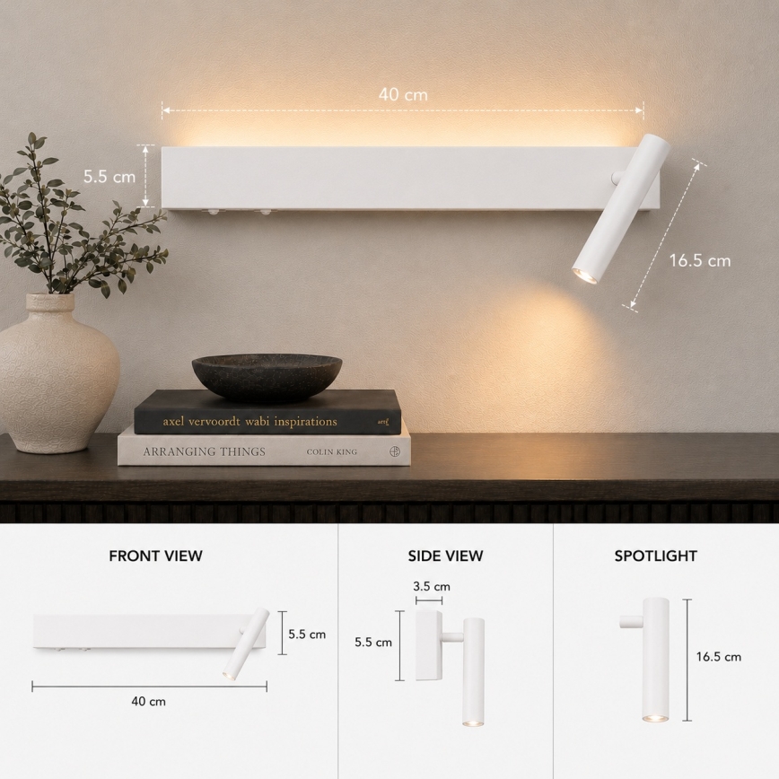 BRILAGI - Aplique de parede LED ARLIX LED/3W/230V + LED/7W branco CRI 90