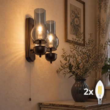 BRILAGI - Aplique de parede LED COTTAGE 2xE14/40W/230V faia/cinzento fumado