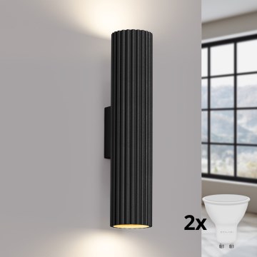 Brilagi - Aplique de parede LED CRESTO 2x GU10/10 W/230 V 30 cm, preto