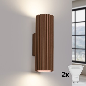Brilagi - Aplique de parede LED CRESTO 2xGU10/10W/230V 20 cm castanho