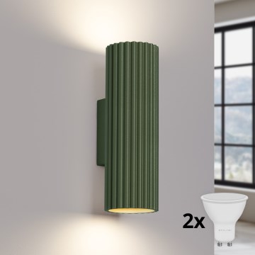 Brilagi - Aplique de parede LED CRESTO 2xGU10/10W/230V 20 cm verde