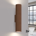 Brilagi - Aplique de parede LED CRESTO 2xGU10/10W/230V 30 cm castanho