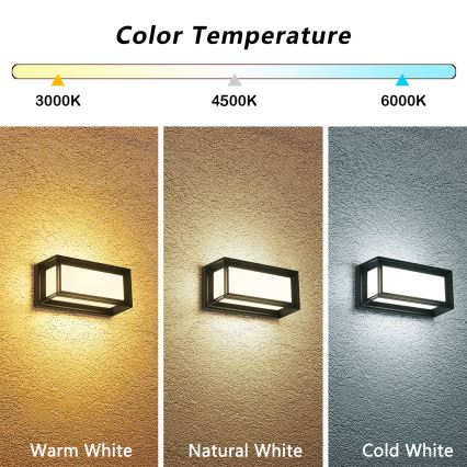 Brilagi - Aplique de parede exterior LED PARKER LED/12W/230V 3000/4500/6000K preto IP44