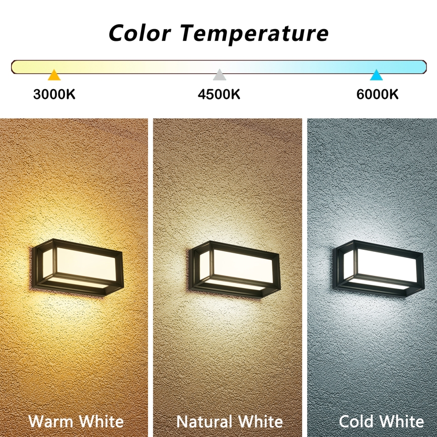 Brilagi - Aplique de parede exterior LED PARKER LED/12W/230V 3000/4500/6000K preto IP44