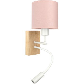 Brilagi - Aplique de parede LED flexível BOBO WOOD 1xE27/25W/230V + LED/3W carvalho/branco/rosa