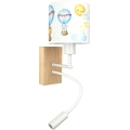 Brilagi - Aplique de parede LED flexível infantil BOBO WOOD 1xE27/25W/230V + LED/3W carvalho/branco/animais