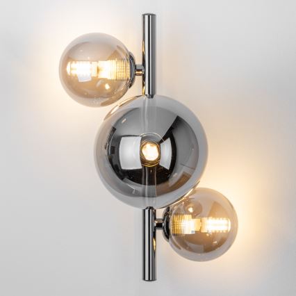 Brilagi - Aplique de parede LED MILLA 3xG9/3W/230V preto cromado/fumê