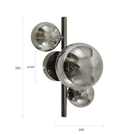 Brilagi - Aplique de parede LED MILLA 3xG9/3W/230V preto cromado/fumê