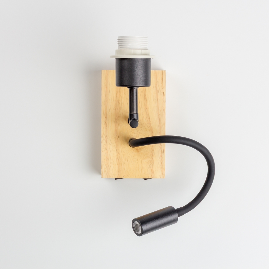 Brilagi - Aplique de parede LED flexível NUBILA WOOD 1xE27/25W/230V + LED/3W carvalho/preto/amarelo