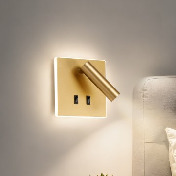 BRILAGI - Aplique de parede LED orientável ZAYA DOUBLE LED/8W/230V + LED/3W dourado