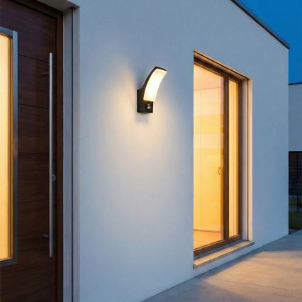 BRILAGI - Aplique de parede LED para exterior com sensor de movimento e de crepúsculo ARCELO LED/12W/230V IP65 preto