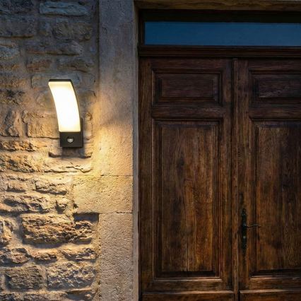 BRILAGI - Aplique de parede LED para exterior com sensor de movimento e de crepúsculo ARCELO LED/12W/230V IP65 preto