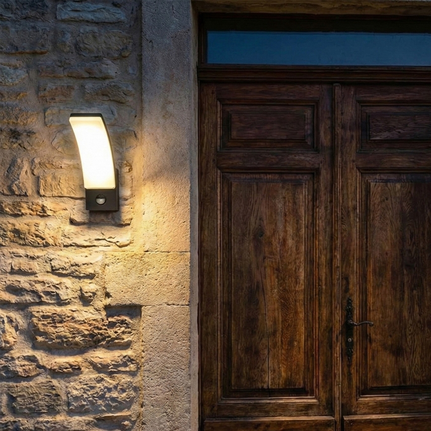 BRILAGI - Aplique de parede LED para exterior com sensor de movimento e de crepúsculo ARCELO LED/12W/230V IP65 preto