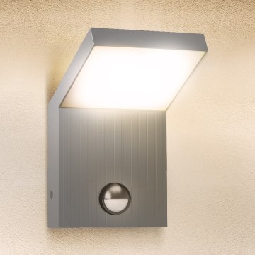 Brilagi - Aplique de parede LED para exterior com sensor RIANO LED/8W/230V prateado IP65