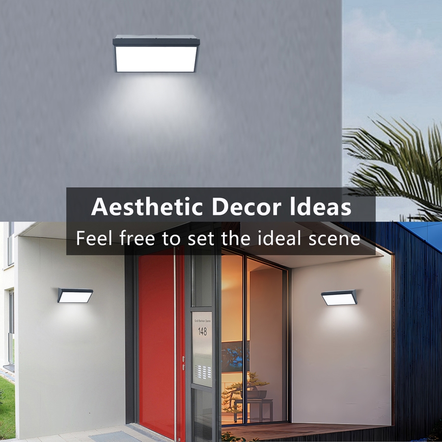 Brilagi - Aplique de parede LED para exterior com sensor TRIANGLE LED/20W/230V antracite IP65