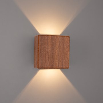 Brilagi - Aplique de parede LED para exterior DOUBLERAY LED/6W/230V acabamento em madeira IP54