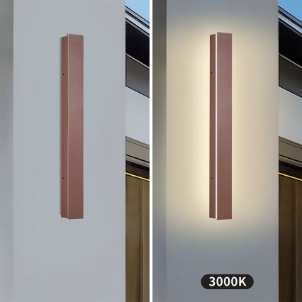 Brilagi - Aplique de parede LED para exterior LINEAR LED/12W/230V 3000K IP65 50 cm castanho CRI 90