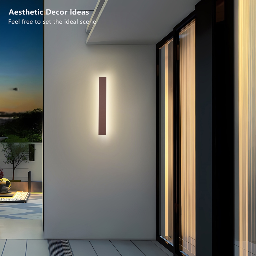 Brilagi - Aplique de parede LED para exterior LINEAR LED/12W/230V 3000K IP65 50 cm castanho CRI 90