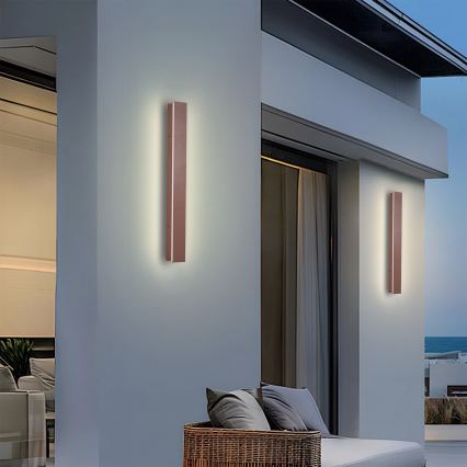 Brilagi - Aplique de parede LED para exterior LINEAR LED/12W/230V 3000K IP65 50 cm castanho CRI 90