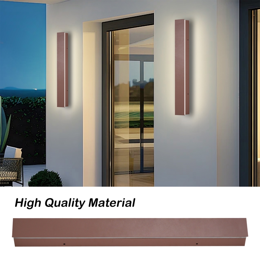 Brilagi - Aplique de parede LED para exterior LINEAR LED/12W/230V 3000K IP65 50 cm castanho CRI 90