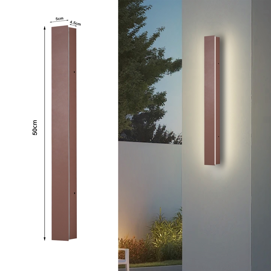 Brilagi - Aplique de parede LED para exterior LINEAR LED/12W/230V 3000K IP65 50 cm castanho CRI 90