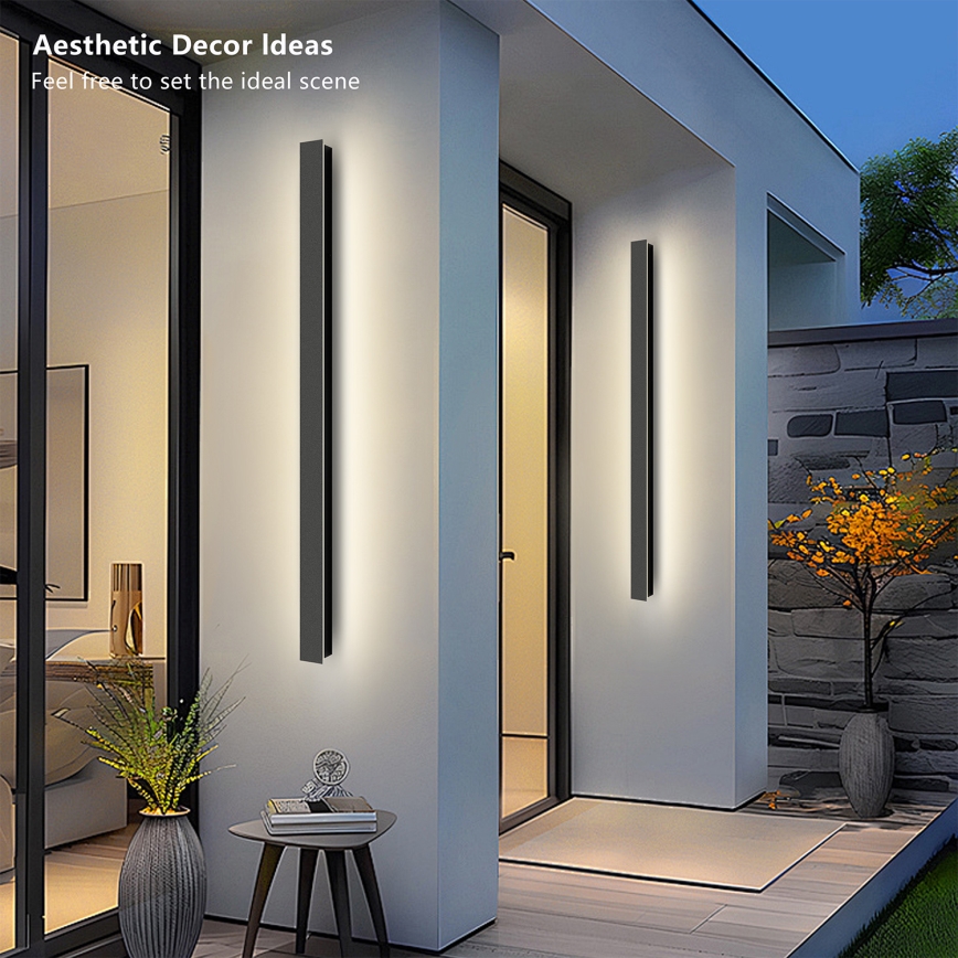 Brilagi - Aplique de parede LED exterior LINEAR LED/22W/230V 4000K IP65 100 cm preto CRI 90