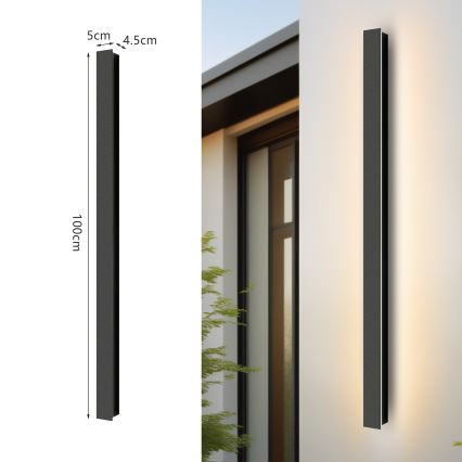 Brilagi - Aplique de parede LED exterior LINEAR LED/22W/230V 4000K IP65 100 cm preto CRI 90
