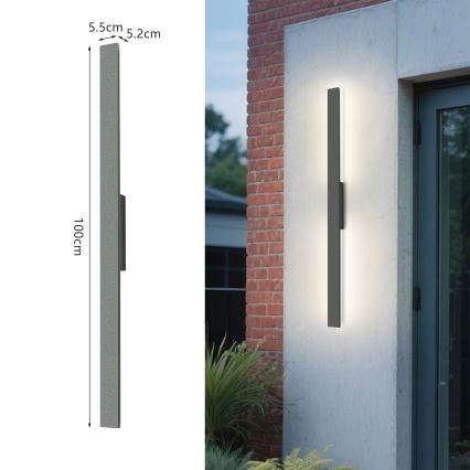Brilagi - Aplique de parede LED para exterior LUNA LED/24W/230V 3000K IP65 100 cm antracite IRC 90