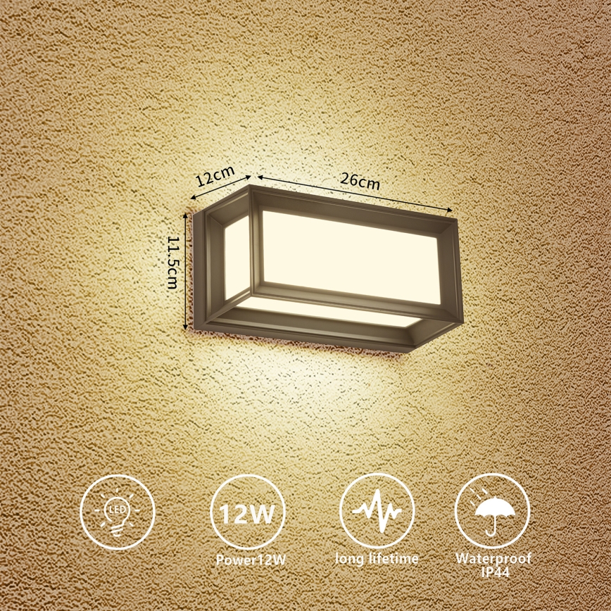 Brilagi - Aplique de parede exterior LED PARKER LED/12W/230V 3000/4500/6000K antracite IP44
