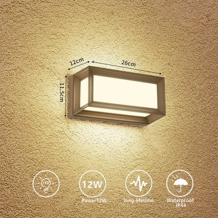 Brilagi - Aplique de parede LED para exterior PARKER LED/12W/230V castanho IP44