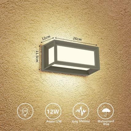 Brilagi - Aplique de parede LED para exterior PARKER LED/12W/230V cinzento IP44