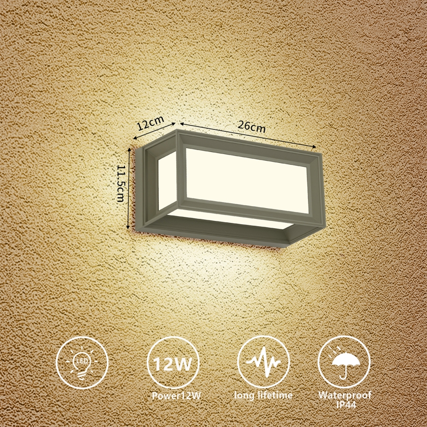 Brilagi - Aplique de parede LED para exterior PARKER LED/12W/230V cinzento IP44