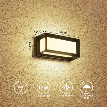 Brilagi - Aplique de parede LED para exterior PARKER LED/12W/230V preto IP44