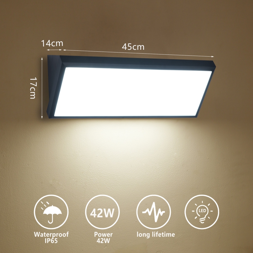 Brilagi - Aplique de parede LED para exterior TRIANGLE LED/42W/230V 45 cm preto IP65